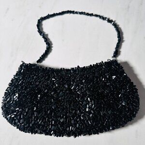 Inge Christopher Black Small Evening Bag Beaded Clutch Purse Handbag